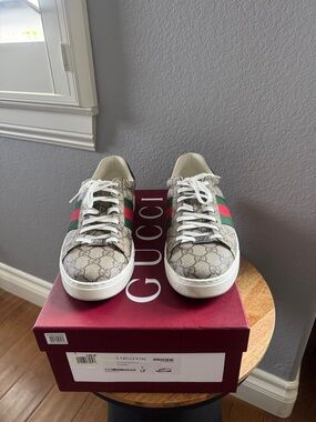 Gucci Ace GG Supreme Web Stripe Sneakers Authentic
